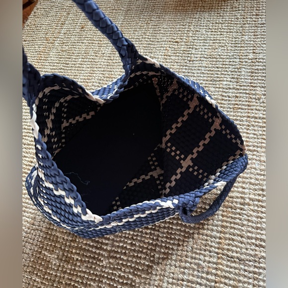 Naghedi Navy and Cream Woven Tote - Picture 12 of 12